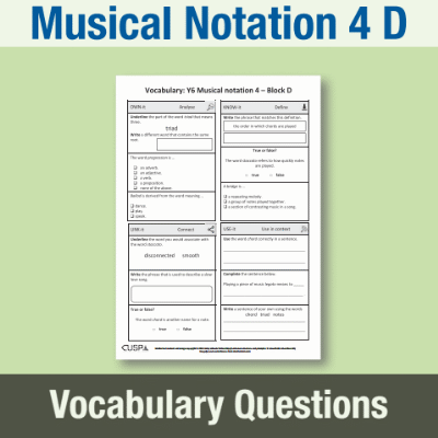 Y6 Music D (Musical Notation 4) Vocabulary Questions VQ