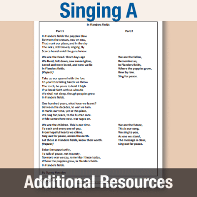 Image of Year 6 Music A (Singing) AR In Flanders Fields Lyrics CUSP Resource