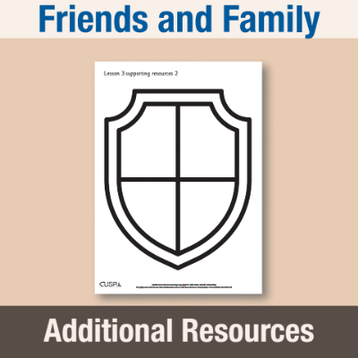 Image of Year 6 PSHE (Friends and Family) Blank Shield AR CUSP Resource