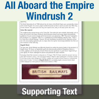Y6 Reading (All Aboard the Empire Windrush 2) Supporting Text ST