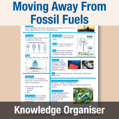 Image of Year 07 Art & DT (How do we move away from fossil fuels?) Knowledge Organiser KO CUSP Resource