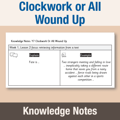 Image of Year 07 English Literature (Clockwork or All  Wound Up - Philip Pullman) Knowledge Notes KN CUSP Resource