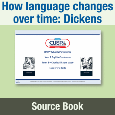 Image of Year 07 English Literature (How has language changed over time? A study of extracts from Dickens) Source Book SB CUSP Resource