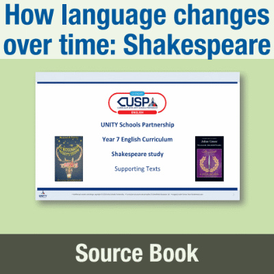 Image of Year 07 English Literature (How has language changed over time? A study of extracts from Shakespeare) Source Book SB CUSP Resource