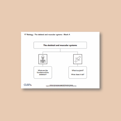 Image of Year 07 Science (The Skeletal and Muscular System - Block A) Curriculum Navigator CUSP ResourceAccess Autumn 140x195mm Printed in Black;    1 Leaf Set in pads of 16