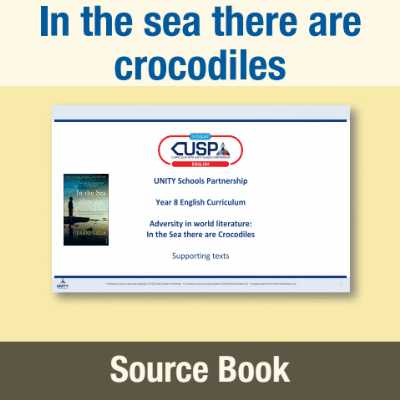 Image of Year 08 English Literature (In the sea there are crocodiles) Source Book SB CUSP Resource