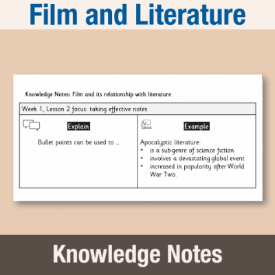 Image of Year 09 English Language (Film and its relationship with literature) Knowledge Notes KN CUSP Resource