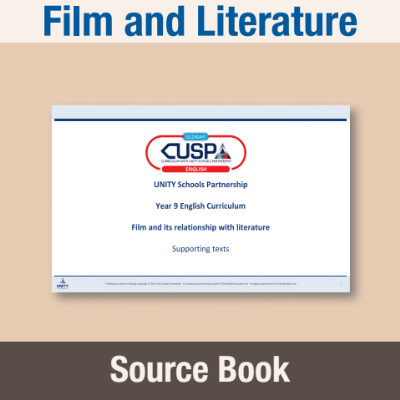 Image of Year 09 English Language (Film and its relationship with literature) Source Book SB CUSP Resource