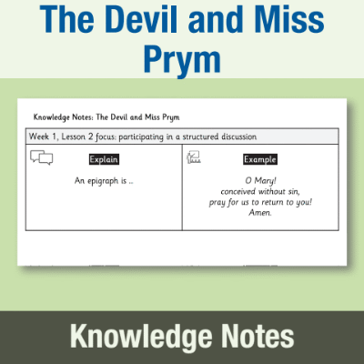 Image of Year 09 English Literature (The Devil and Miss Prym) Knowledge Notes KN CUSP Resource
