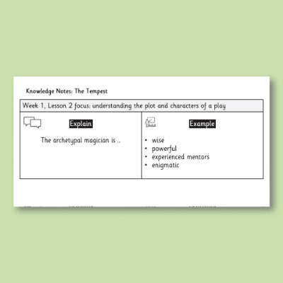 Image of Year 09 English Literature (The Tempest) Knowledge Notes KN CUSP Resource
