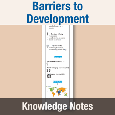 Image of Year 10 Geography (Overcoming barriers to sustainable development) Knowledge Notes KN CUSP Resource
