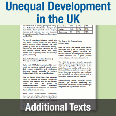 Image of Year 10 Geography (Why is there unequal development across the UK?) Additional Texts AT CUSP Resource