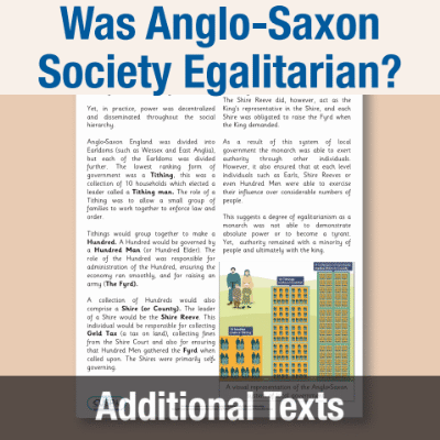 Image of Year 10 History (To what extent was Anglo Saxon society egalitarian? ) Additional Texts AT CUSP Resource