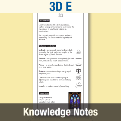 Image of Year 1 Art and Design E (3D) Knowledge Notes KN CUSP Resource