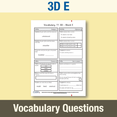 Image of Year 1 Art and Design E (3D) Vocabulary Questions VQ CUSP Resource