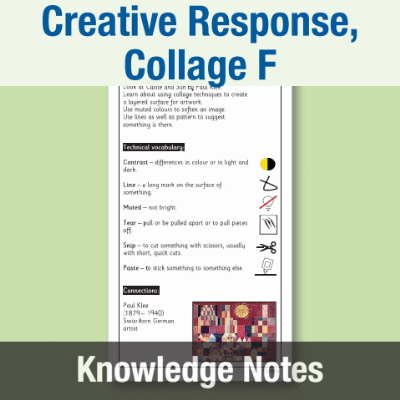 Image of Year 1 Art and Design F (Creative Response, Collage) Knowledge Notes KN CUSP Resource