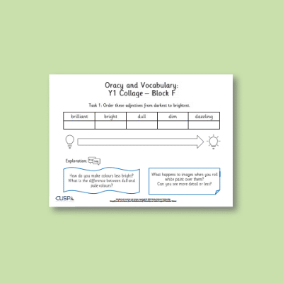 Y1 Art and Design F (Creative Response, Collage) Oracy Tasks OT