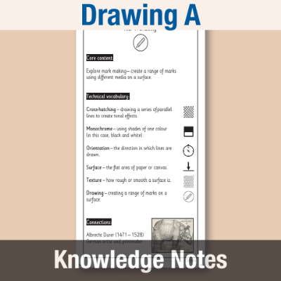 Image of Year 1 Art and Design A (Drawing) Knowledge Notes KN CUSP Resource