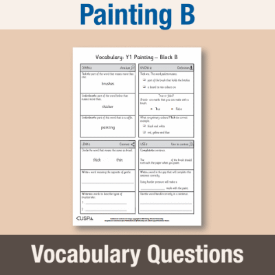 Image of Year 1 Art and Design B (Painting) Vocabulary Questions VQ CUSP Resource