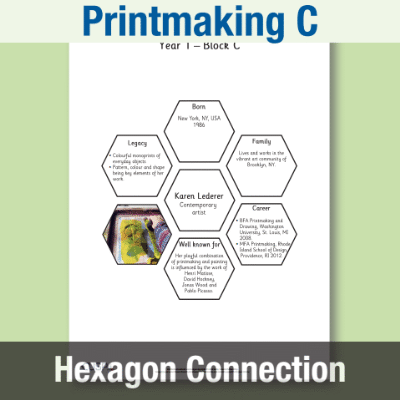 Image of Year 1 Art C (Printmaking) AR Significant Artists Hexagon Connections CUSP Resource