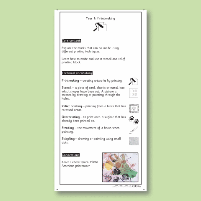 Y1 Art and Design C (Printmaking) Knowledge Notes KN