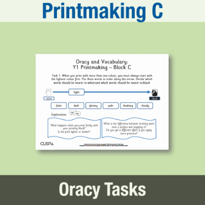 Image of Year 1 Art and Design C (Printmaking) Oracy Tasks OT CUSP Resource