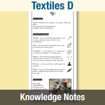 Image of Year 1 Art and Design D (Textiles) Knowledge Notes KN CUSP Resource