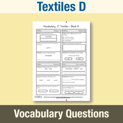 Image of Year 1 Art and Design D (Textiles) Vocabulary Questions VQ CUSP Resource