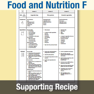 Image of Year 1 DT F (Food and Nutrition) AR2 Supporting Recipes CUSP Resource