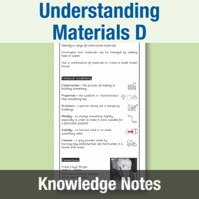 Image of Year 1 Design and Technology D (Understanding Materials) Knowledge Notes KN CUSP Resource