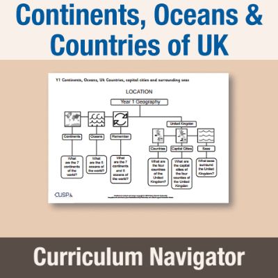 Image of Year 1 Geography (Continents, Oceans & Countries of UK) Curriculum Navigator CN CUSP Resource