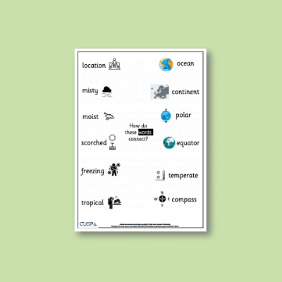 Y1 Geography (Hot and Cold Locations) Word Connections WC
