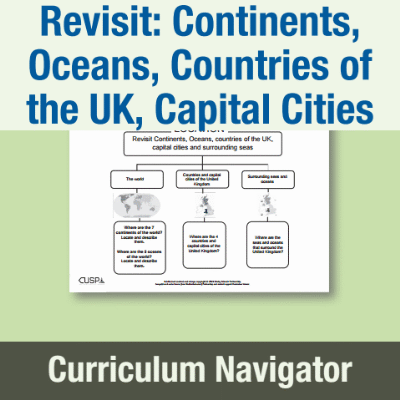 Image of Year 1 Geography (Revisit: Continents, Oceans, Countries of the UK, Capital Cities) Curriculum Navigator CN CUSP Resource