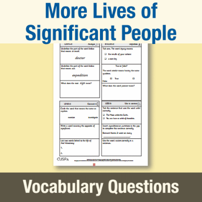Image of Year 1 History (More Lives of Significant People) Vocabulary Questions VQ CUSP Resource