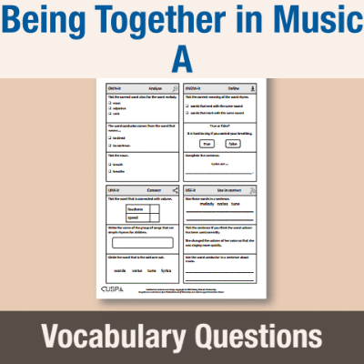 Image of Year 1 Music A (Being Together in Music) Vocabulary Questions VQ CUSP Resource