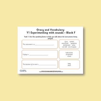 Y1 Music F (Experimenting with Sounds) Oracy Tasks OT