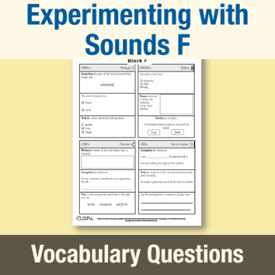 Image of Year 1 Music F (Experimenting with Sounds) Vocabulary Questions VQ CUSP Resource