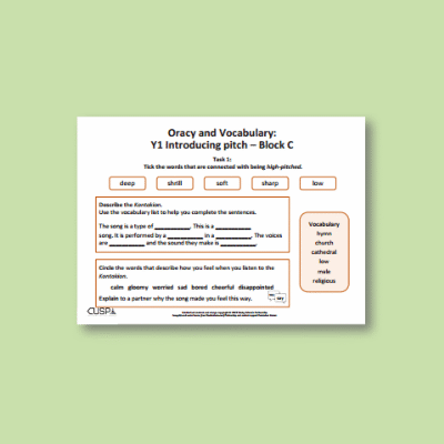 Y1 Music C (Introducing Pitch) Oracy Tasks OT
