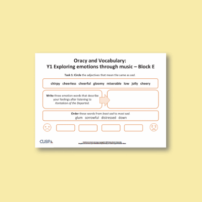 Y1 Music E (Exploring Emotions Through Music) Oracy Tasks OT