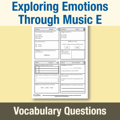 Image of Year 1 Music E (Exploring Emotions Through Music) Vocabulary Questions VQ CUSP Resource