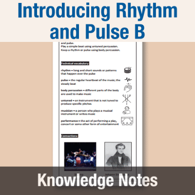 Image of Year 1 Music B (Introducing Rhythm and Pulse) Knowledge Notes KN CUSP Resource
