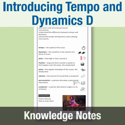 Image of Year 1 Music D (Introducing Tempo and Dynamics) Knowledge Notes KN CUSP Resource