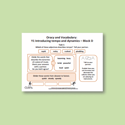 Y1 Music D (Introducing Tempo and Dynamics) Oracy Tasks OT