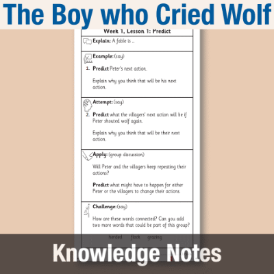 Image of Year 1 Reading (The Boy who Cried Wolf) Knowledge Notes KN CUSP Resource