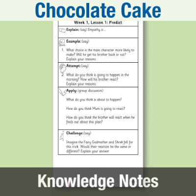 Image of Year 1 Reading (Chocolate Cake) Knowledge Notes KN CUSP Resource