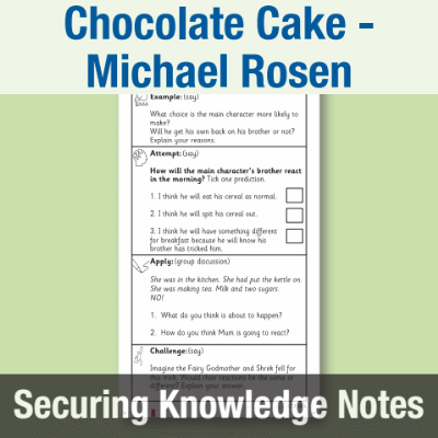 Image of Year 1 Reading (Chocolate Cake - Michael Rosen) Knowledge Notes SKN CUSP Resource