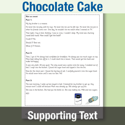 Image of Year 1 Reading (Chocolate Cake) Supporting Text ST CUSP Resource
