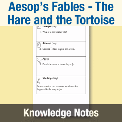 Image of Year 1 Reading (Aesop’s Fables - The Hare and the Tortoise) Knowledge Notes KN CUSP Resource