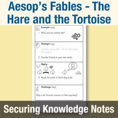 Image of Year 1 Reading (Aesop’s Fables - The Hare and the Tortoise) Knowledge Notes SKN CUSP Resource