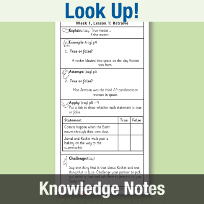 Image of Year 1 Reading (Look Up!) Knowledge Notes KN CUSP Resource